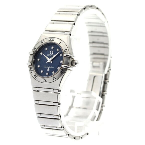 OMEGA Constellation 1563.85 12P diamond Navy Dial Quartz Ladies Watch - Picture 2 of 11